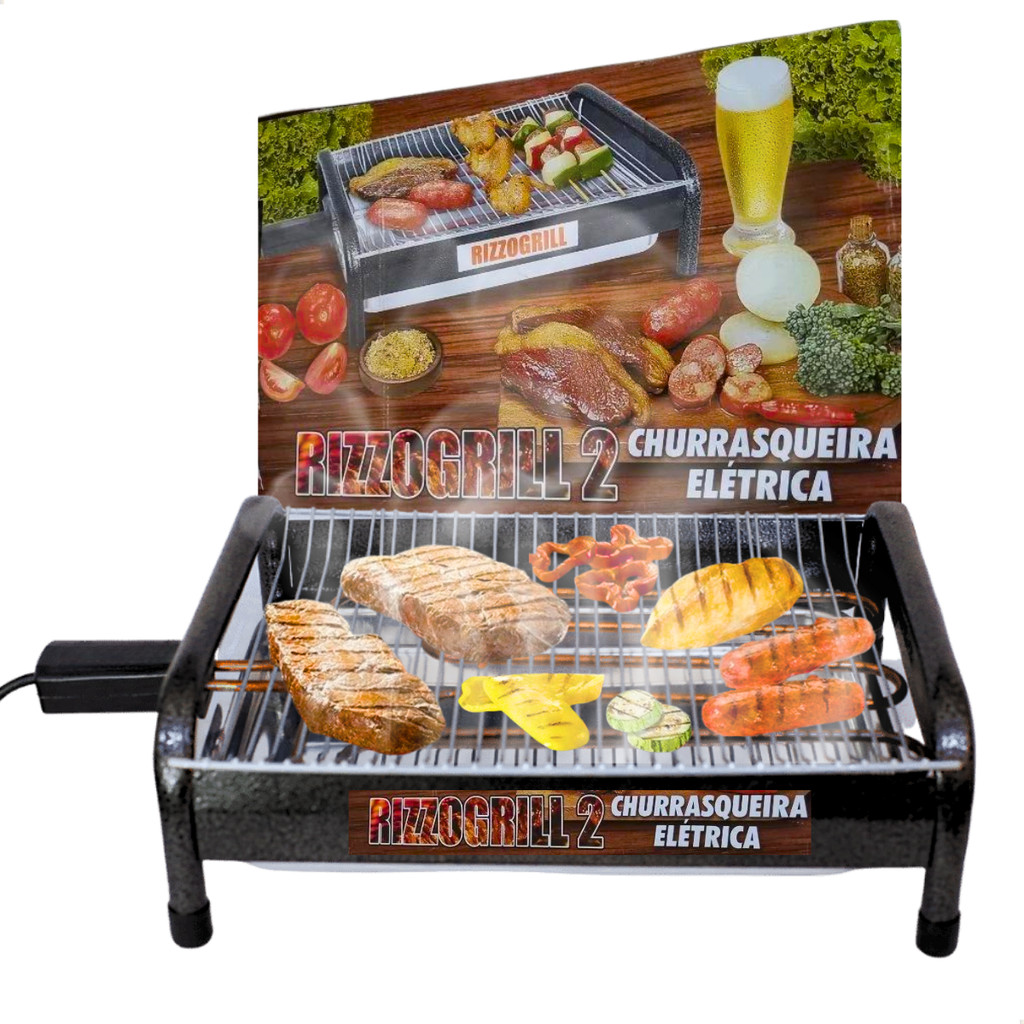Imagem Churrasqueira Elétrica Portátil em Alumínio Craqueado Top Grill 2 Gourmet Com Pés 110v / 220v Bivolt