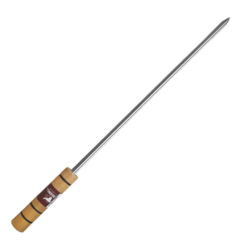 Espeto Churrasco Gaúcho 55cm Aço Cromado Cabo Madeira Profissional