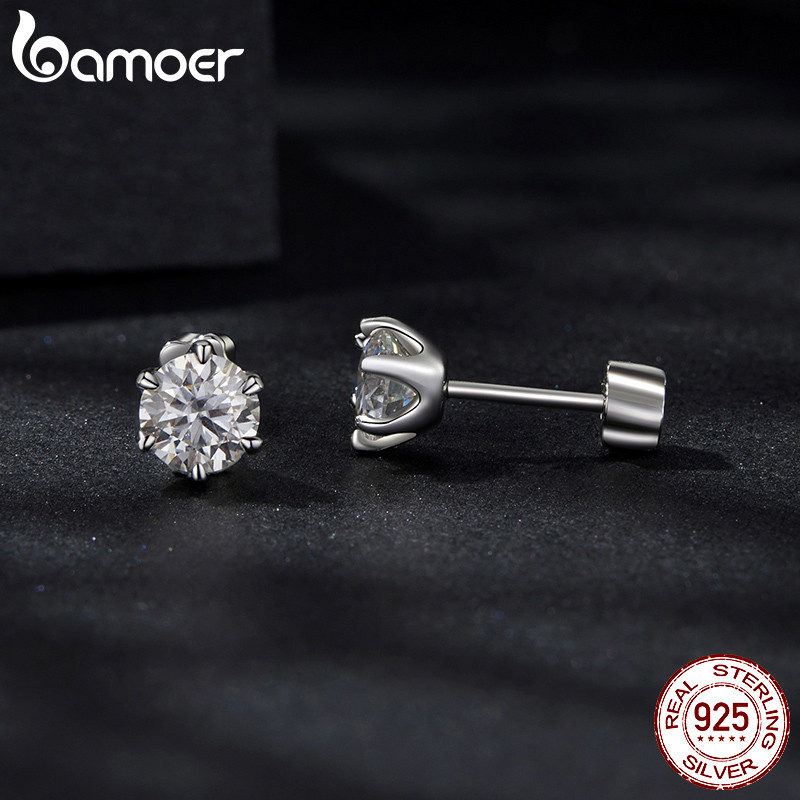 Brincos Bamoer 925 Sterling Sliver Espumante Moissanite 0.5CT Joias Presentes Para Mulheres · foto 2