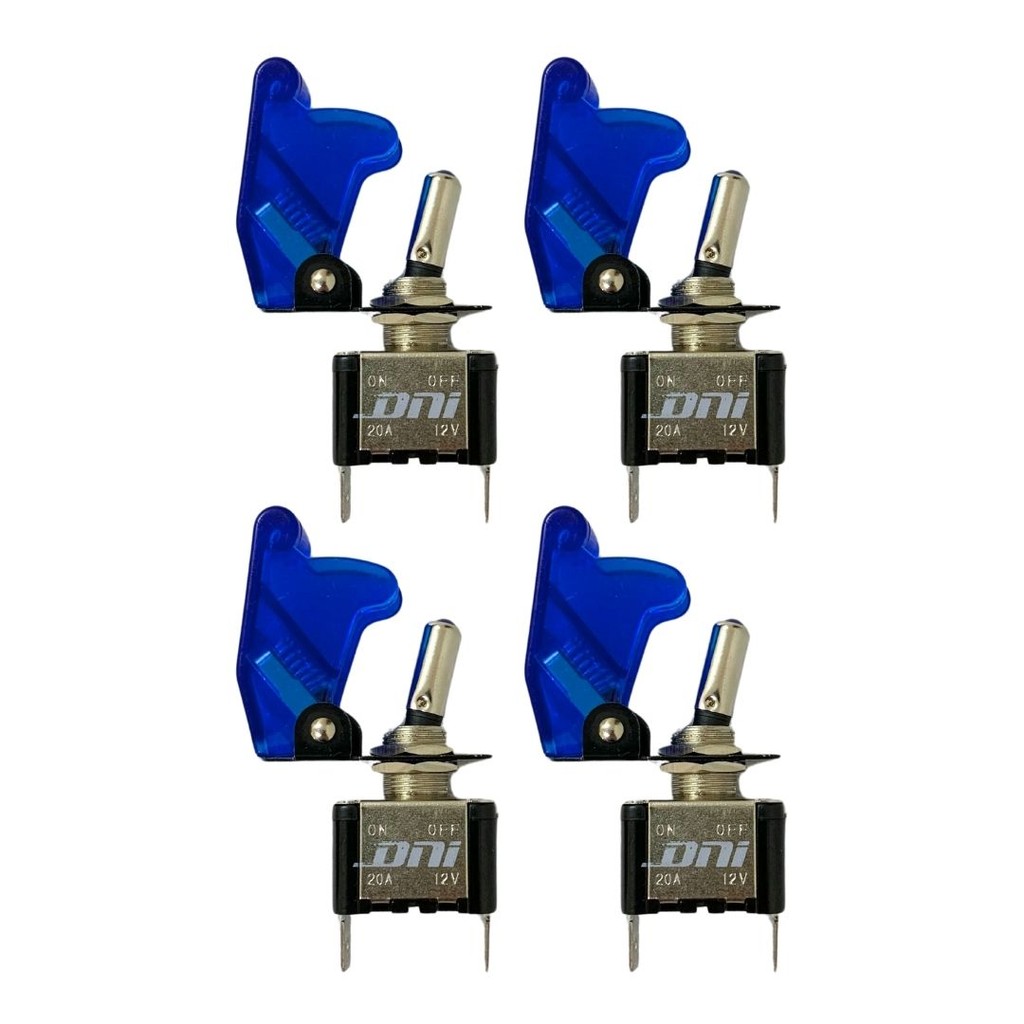 Kit 4 Chave Tic Tac 2 Posições On / Off Tipo Caça Botão Liga Desliga 12V 400W LED Capa Azul Tuning DNI2084 · foto 2