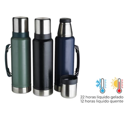 Garrafa Térmica 1,4 Litro grande livre BPA Inox alça para transporte bebida quente gelada com gelo