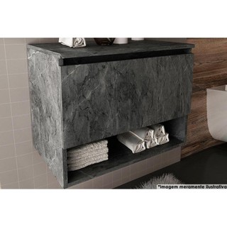 Gabinete de Banheiro Suspenso BN3606 s/ Cuba 1 Porta 60cm Mármore Lunar - Tecno Mobili em Oferta na Shopee