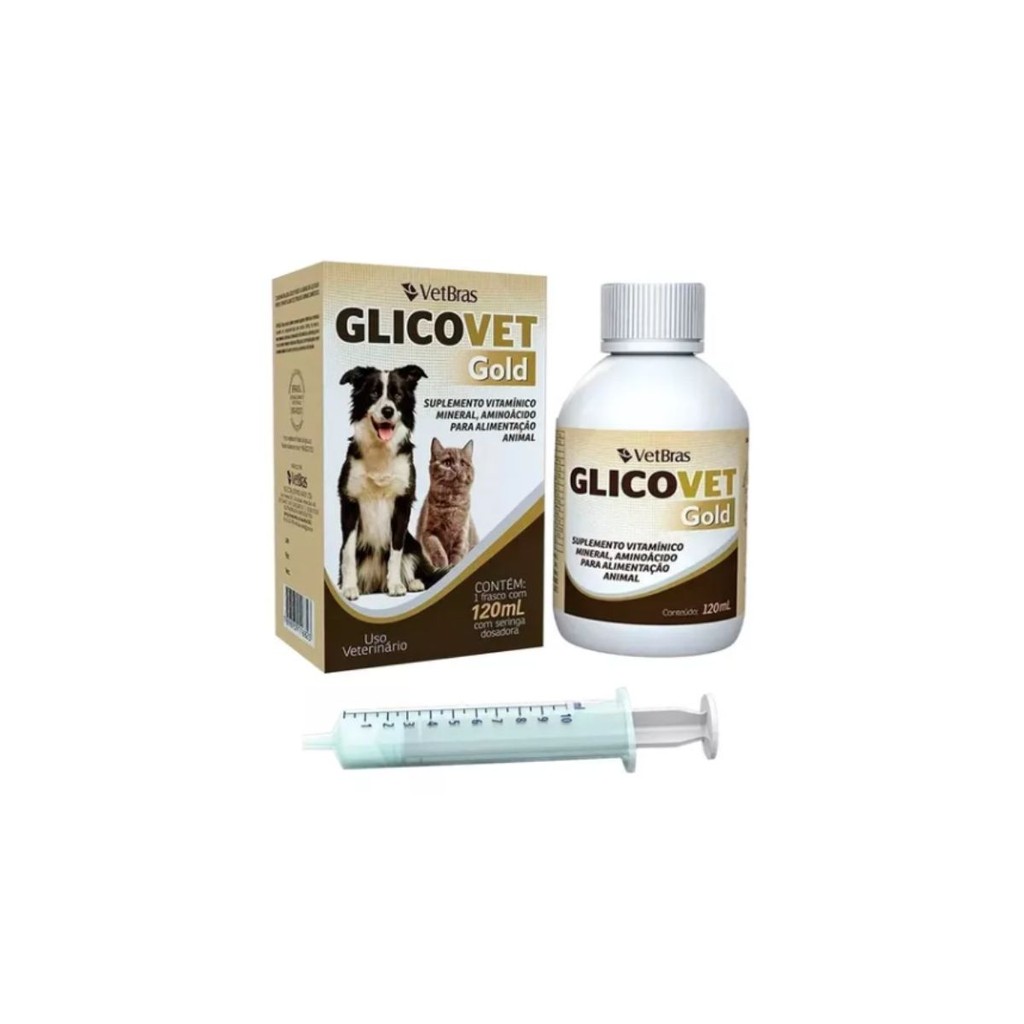 Suplemento Vitamínico Pet Glicovet Gold 120ml em Oferta na Shopee