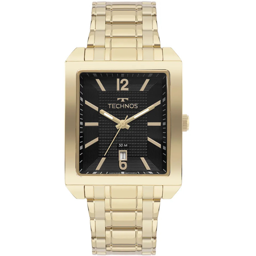RELÓGIO TECHNOS MASCULINO DOURADO QUADRADO 2115KOBS/1P