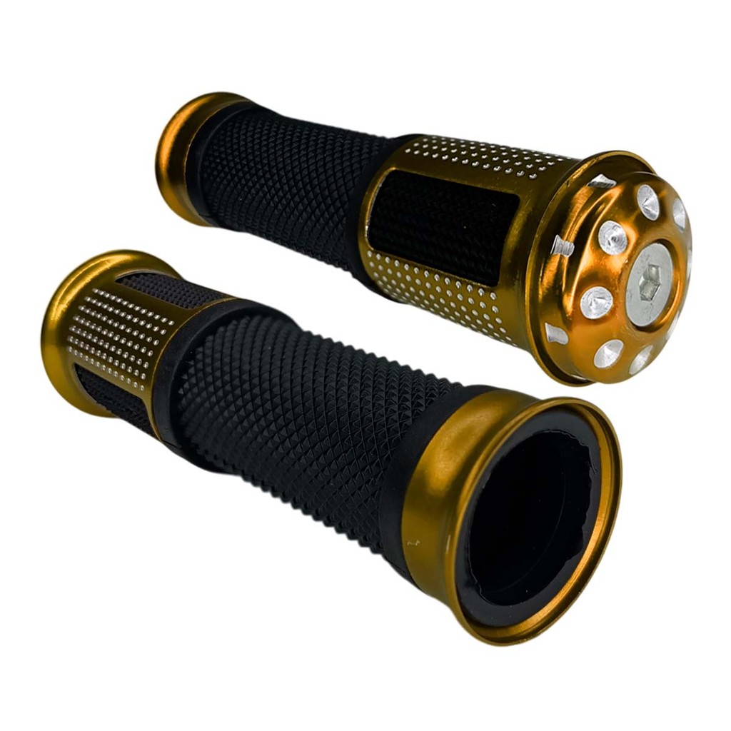 Manopla Esportiva Moto Biz Bros Xre Falcon Tornado Alumínio Universal Dourada — imagem 2 de 2