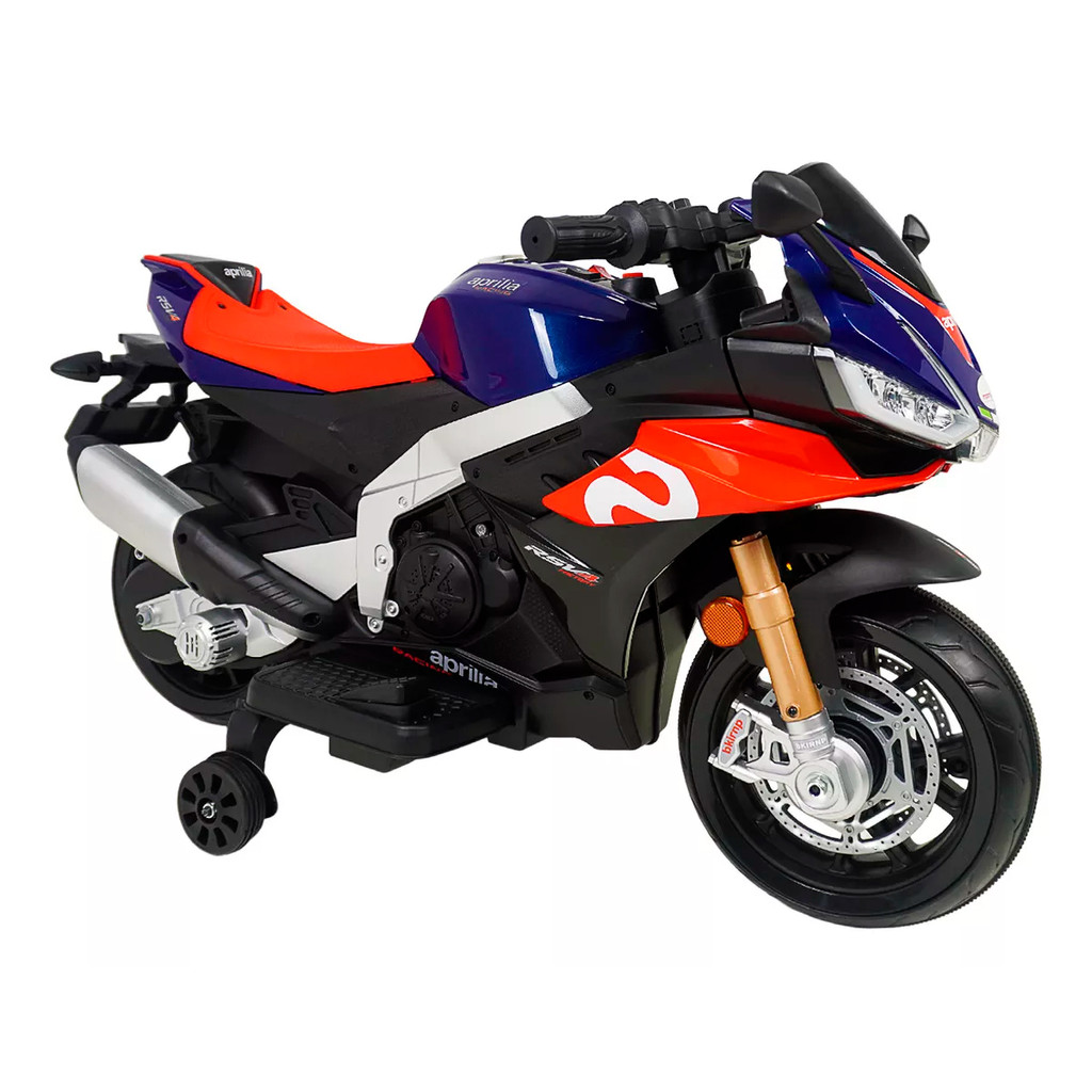 Mini Moto Elétrica Aprilia RSV4 12v Anti-queda Bluetooth Luzes Som Suporta Até 30kg USB Com Rodinha