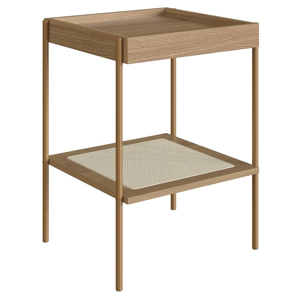 Mesa Lateral Com Prateleira Pé Metal Arlo A10 Hanover/Dourado - Mpozenato em Oferta na Shopee