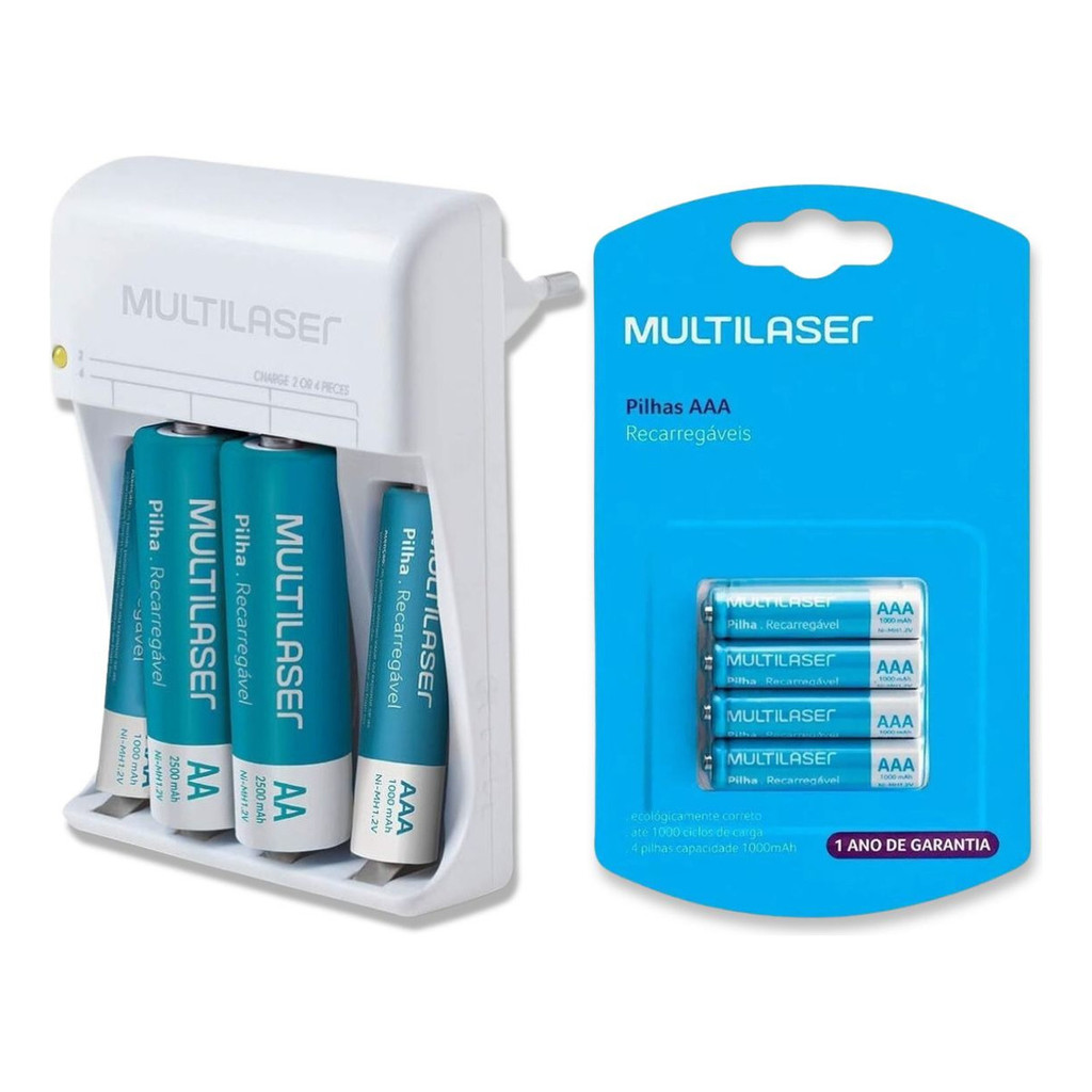 Carregador De Pilhas Recarregáveis Com 8 Pilhas AA+2/AAA+6