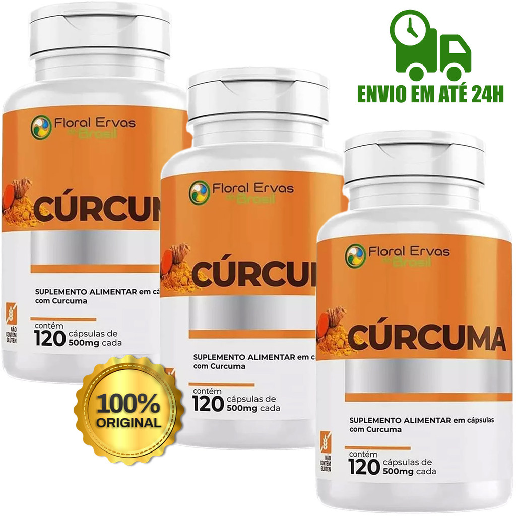 Cúrcuma 500mg Original 120 Cápsulas Curcumina Floral Ervas em Oferta na Shopee
