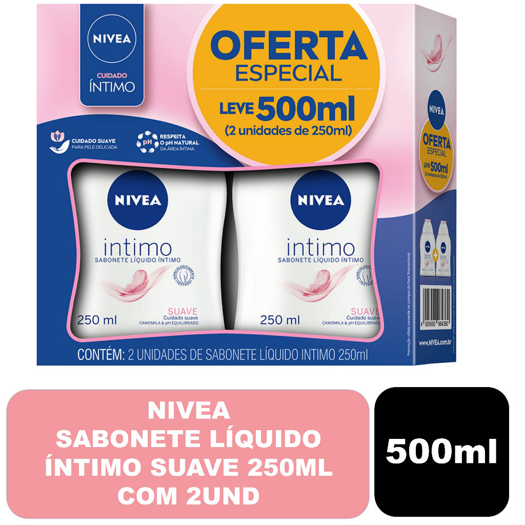 Nivea Sabonete Líquido Íntimo Suave 250ml Com 2und em Oferta na Shopee