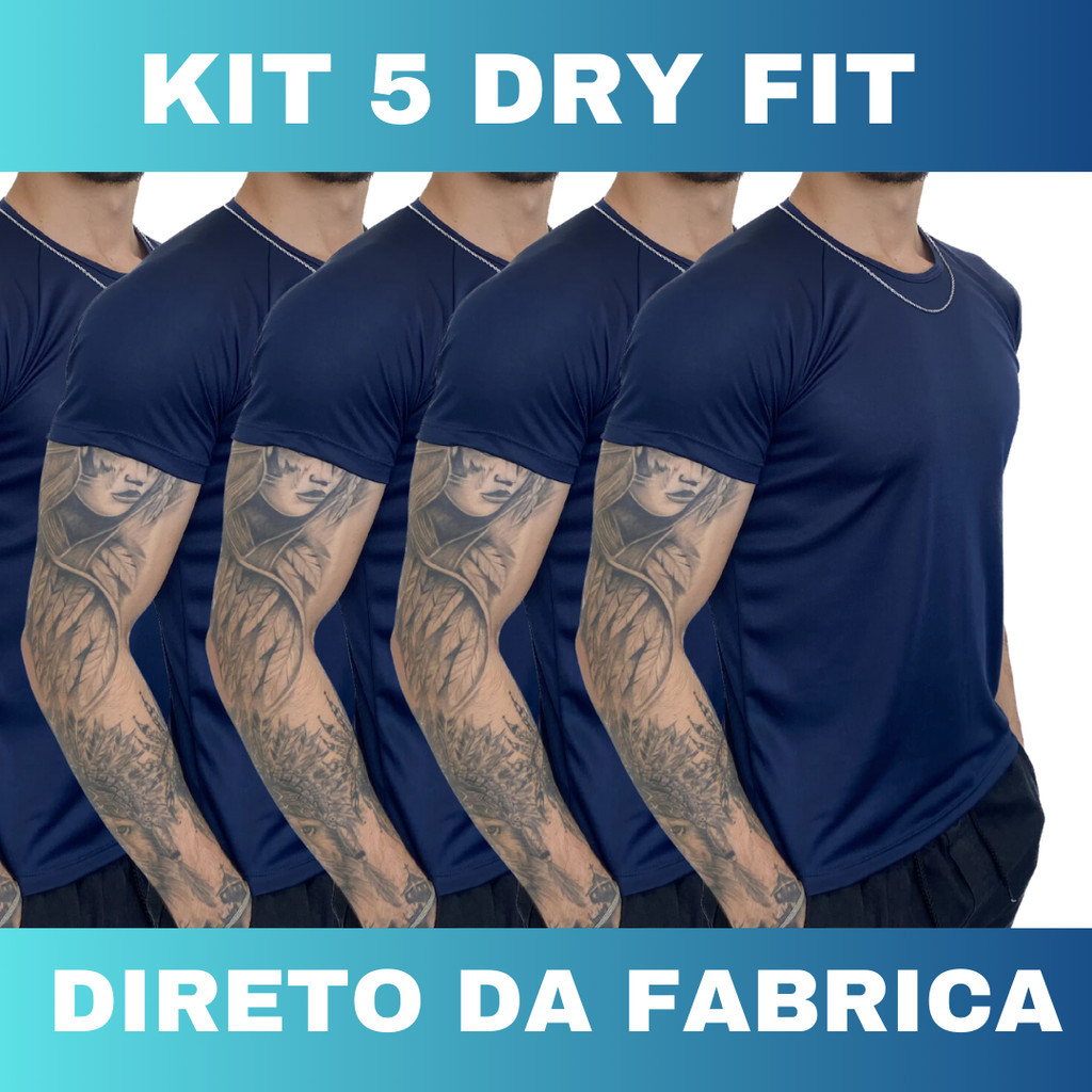 Kit 5 Camisetas Dry Fit Masculina - Casual - Treino - Academia - Esportes - Exercícios - Corrida