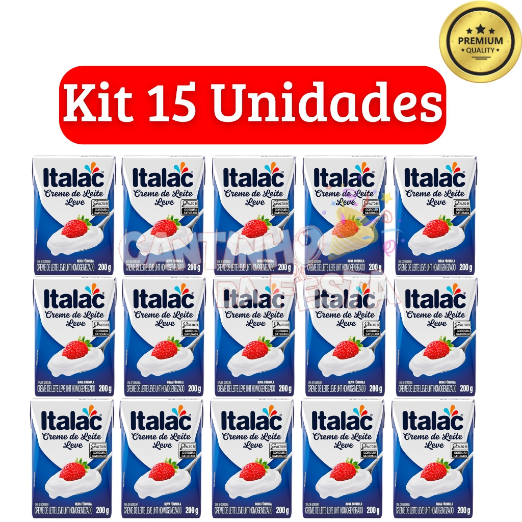 Kit com 15 Cremes de Leite Italac 200g - Super Cremoso, Ideal para Sobremesas, Molhos e Receitas
