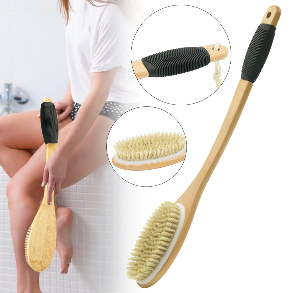 1 Pçs De Madeira Natural Cabo Longo Escova Macia Adequada Para Banheiro Masculino E Wonmen Prático Limpeza Esfolia Ferra