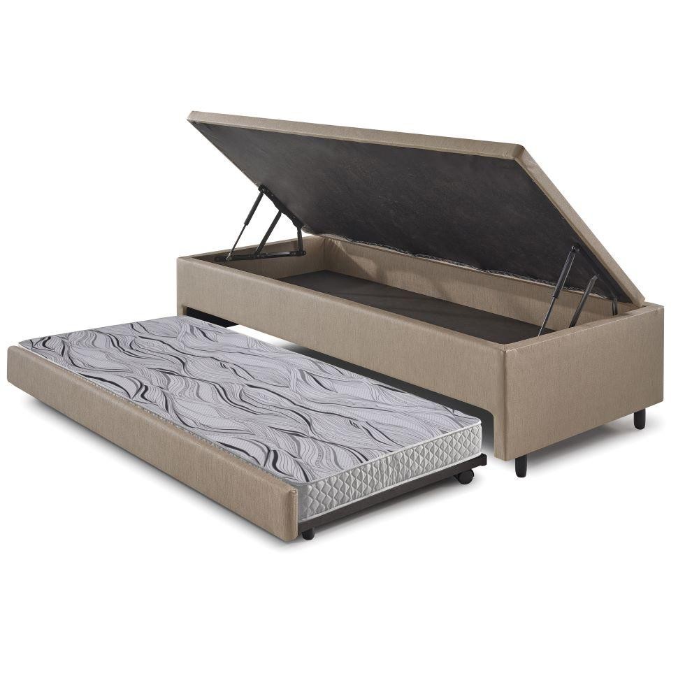 Bicama Box Baú Solteirão 96x203 com Colchão Auxiliar Ecoflex