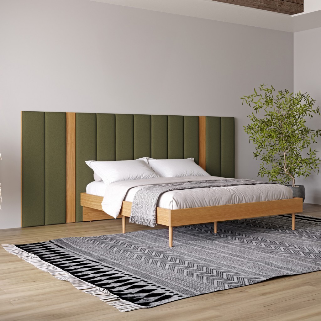 Cabeceira Estofada King Reta Basic J18 Freijó/Verde- Dalla Costa em Oferta na Shopee