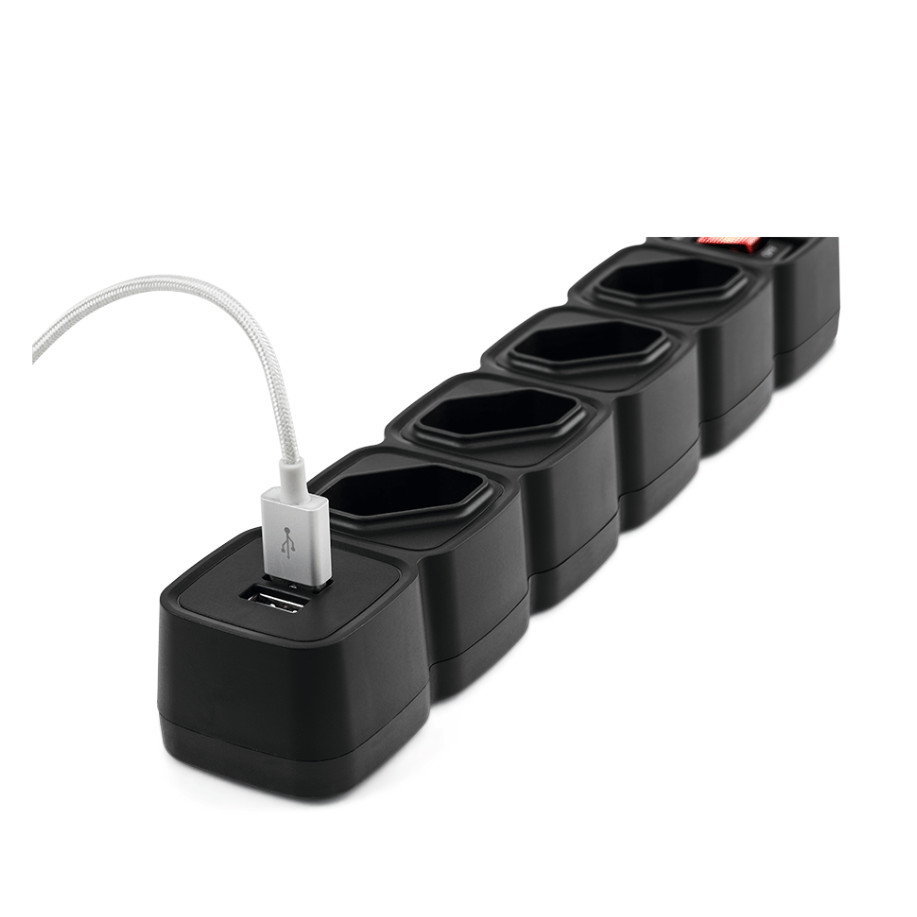   Protetor Eletrônico 4 Tomadas 2 USB EPE 204 USB+ 3 Metros Preto Intelbras