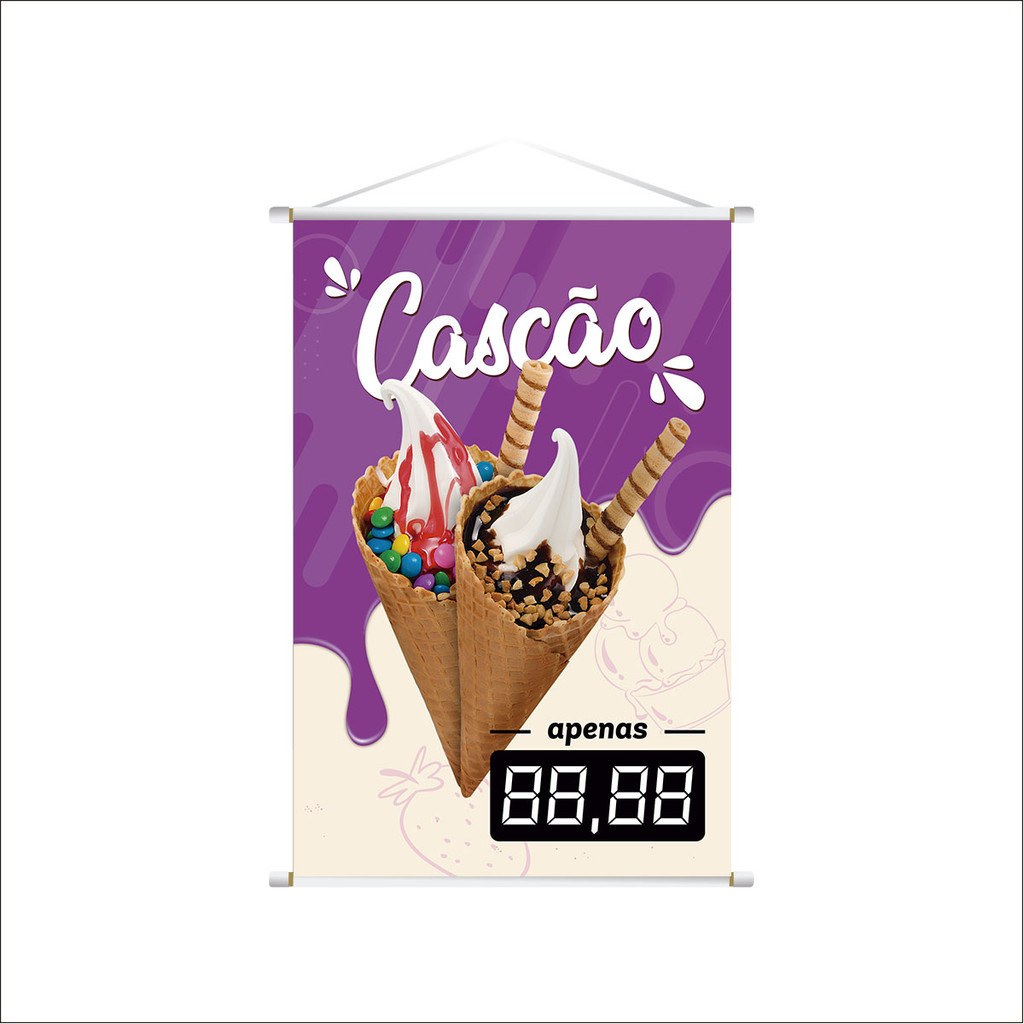 Banner Comercial Pronto Lona Resistente Sorveteria Cascão - Envio Imediato