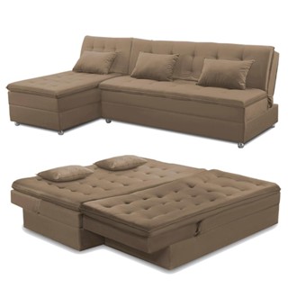 Sofá Cama King 5 Lugares 2,70m Alice Suede Várias Cores