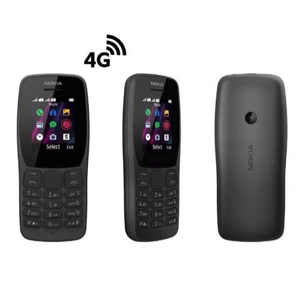 Celular-Nok‘a110-4G e 106 4G Com  2 Chip radio Fm Mp3 Câmera Fácil Para Idoso-BLACK