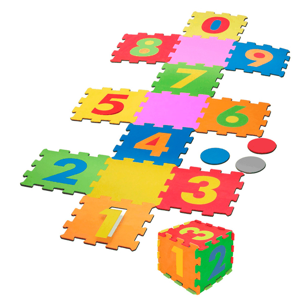 Tatame Tapete Eva Infantil 28x28cmx5mm Amarelinha 16 Peças Números