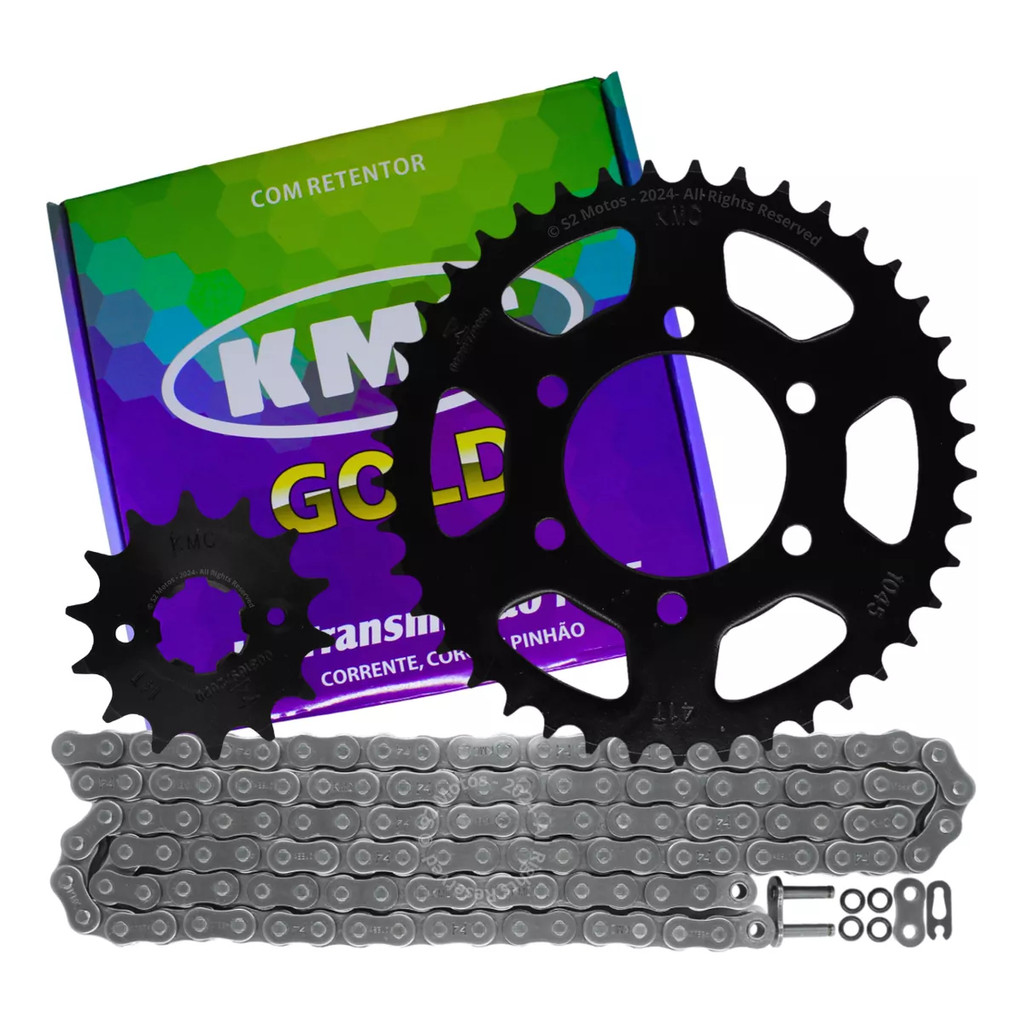 Kit Quite Relação Tração XTZ Crosser 150 2015 à 2024 Com Retentor Original KMC GOLD