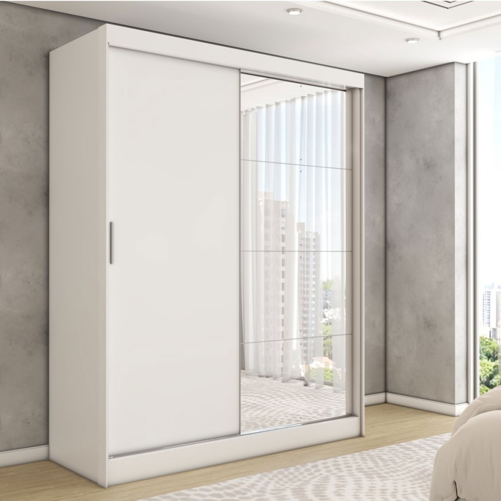 Guarda-Roupa Solteiro Vulcan 2 Portas 4 Gavetas com Espelho 100% Mdf - Panorama Móveis - Home & Living