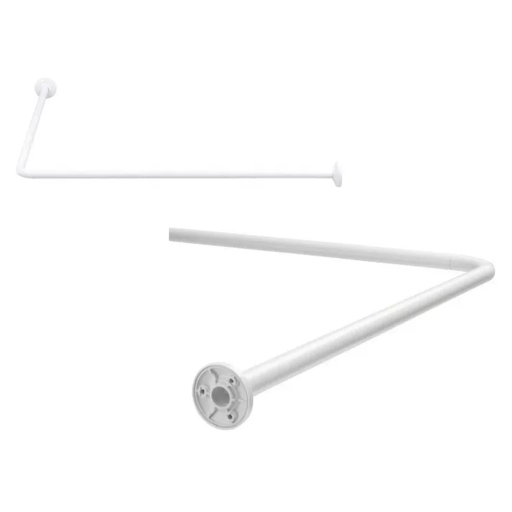 Kit 2 Porta Cortina Banheiro Box Varão Tubo Curvo Aço Em L