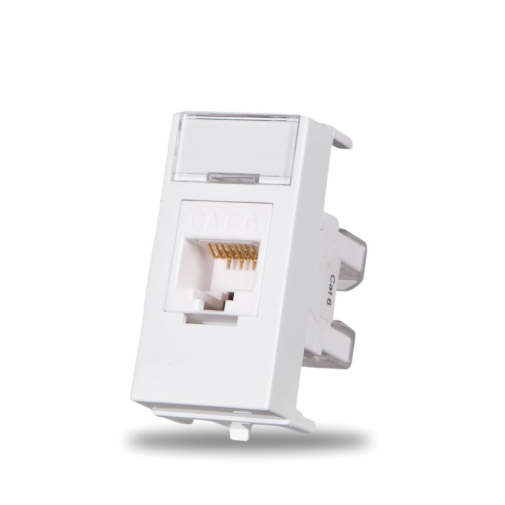Tomada Informática Margirius RJ45 CAT6 Variação Branca Sleek 1 2 3 Unidades Internet Rede Cabo Computador Roteador