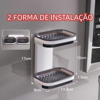 Kit Saboneteira Facil Instalar 2 Camada Caixa De Sabão Para Banheiro Com Suporte Favourite Sem Furo