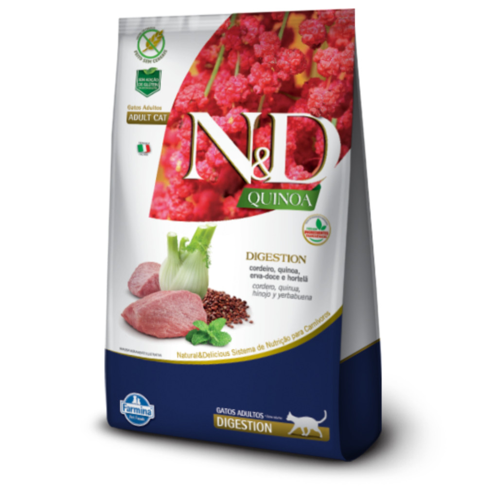 Ração N&D Quinoa Digestion para gatos adultos cordeiro, erva-doce e hortelã 1,5kg em Oferta na Shopee
