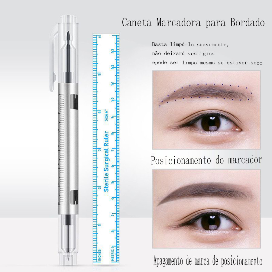 Caneta marcadora de tatuagem de sobrancelha de ponta dupla