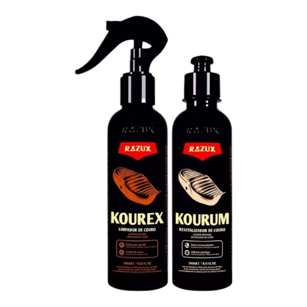 Kit Limpeza Hidratação Banco Moto Couro Kourex Kourum Razux em Oferta na Shopee