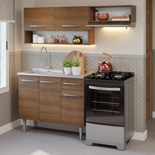 Armário de Cozinha Compacta 165cm com Pia Emilly Madesa 09 em Oferta na Shopee