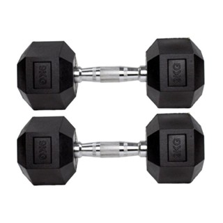 Par Halteres 9kg + 9kg Dumbbell Sextavado Emborrachado Pegada Cromada Gallant (GDB09F3B-PT) em Oferta na Shopee