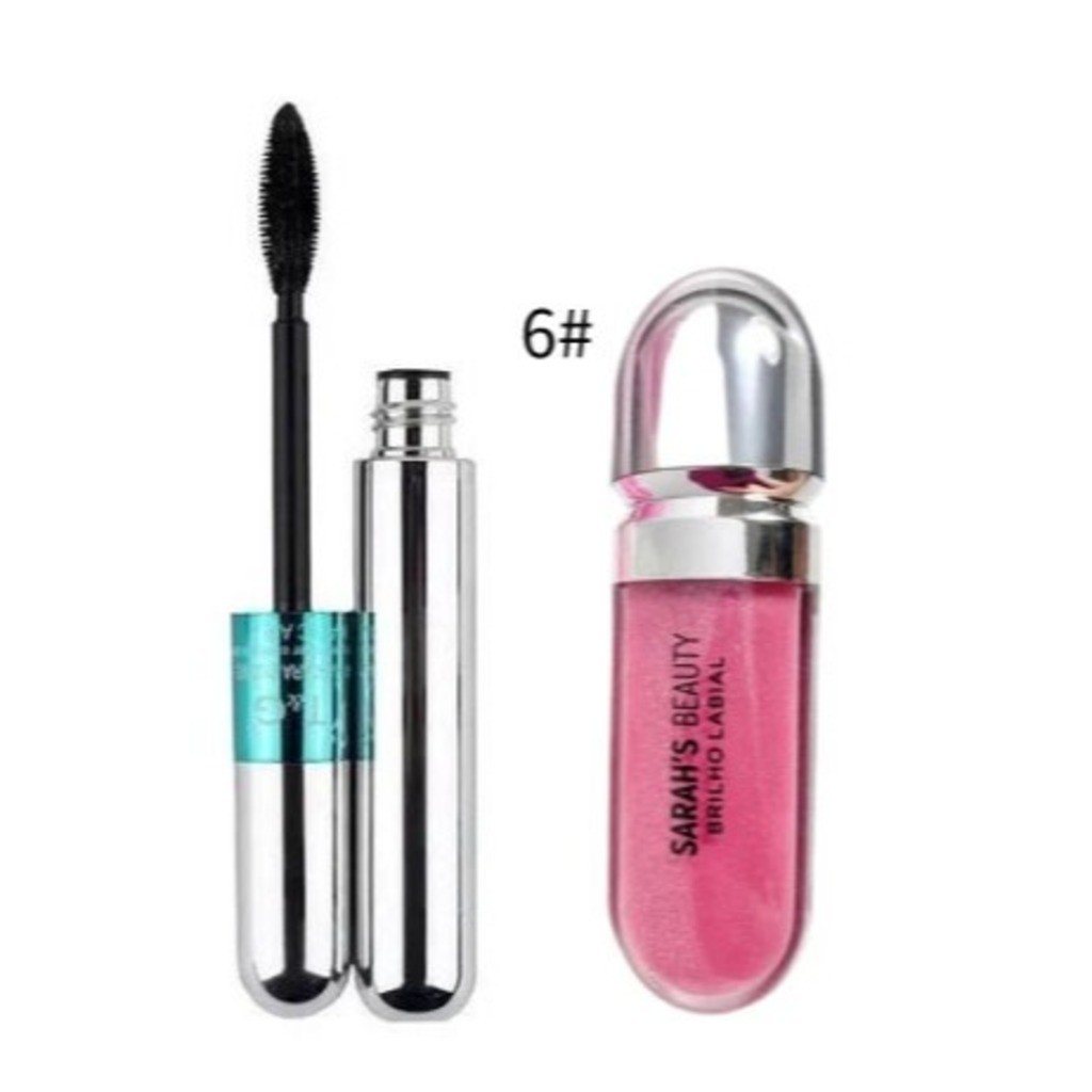 Best KIT Máscara 2 Em 1 Para Cílios A Prova D'água Tango + Sarahs Beauty Lip Glos Brilho Kiko