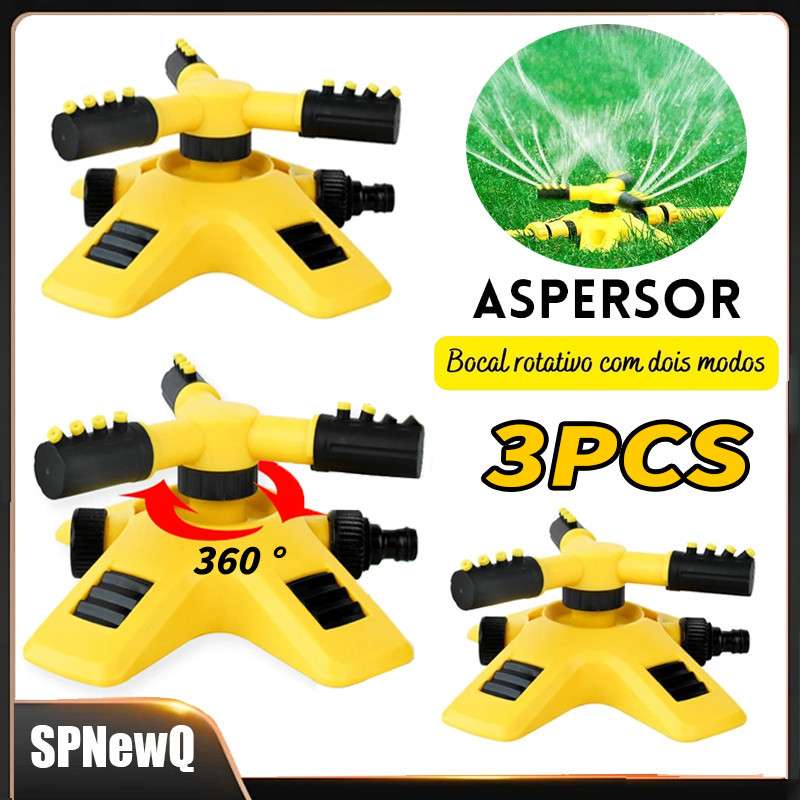 3PCS Aspersor Automático Rotativo 360 Graus para Irrigação De Vilas Jardins E Gramados Conectado Em Série