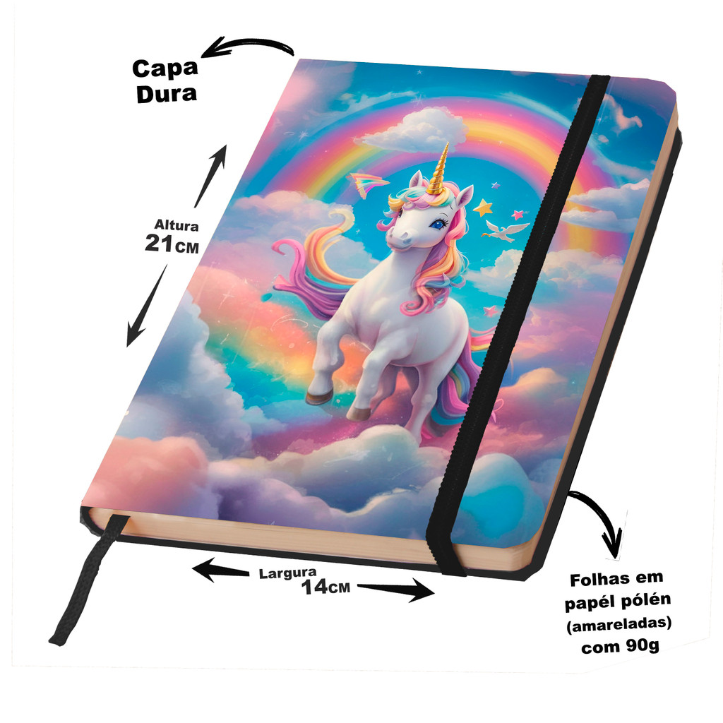 Caderno Sketckbook ou anotações UNICÓRNIOS capa dura 160 páginas