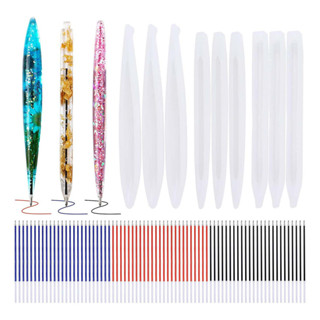 9 Moldes De Silicone E 75 Recargas De Resina Epóxi Para Caneta De Carga em Oferta na Shopee