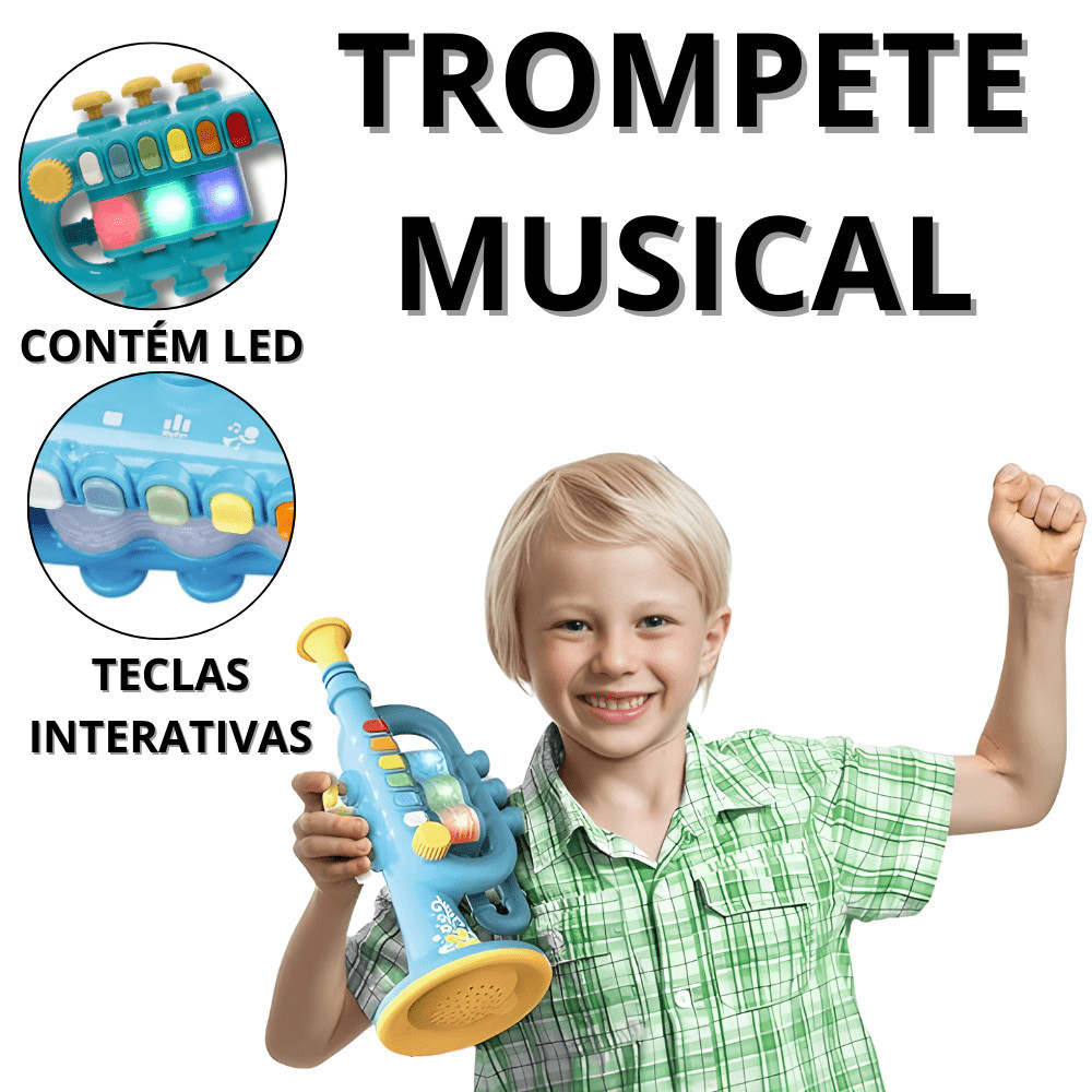Trompete Infantil Brinquedo Instrumento Musical Para Bebê Instrumentos Musicais Infantis Educativo em Oferta na Shopee