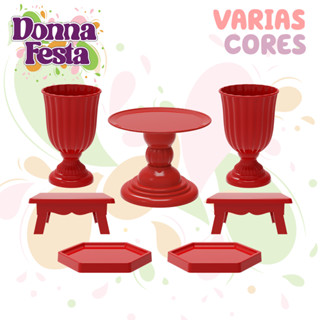 Kit 1 Boleira Dubai+2 Vasos Dubai Pequenos+2 Mesinhas Decorativas para Doces+2 Bandejas Sextavadas em Oferta na Shopee