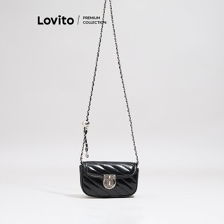 Lovito Elegante bolsa de ombro pequena com pompom de corrente de metal simples francesa pa...