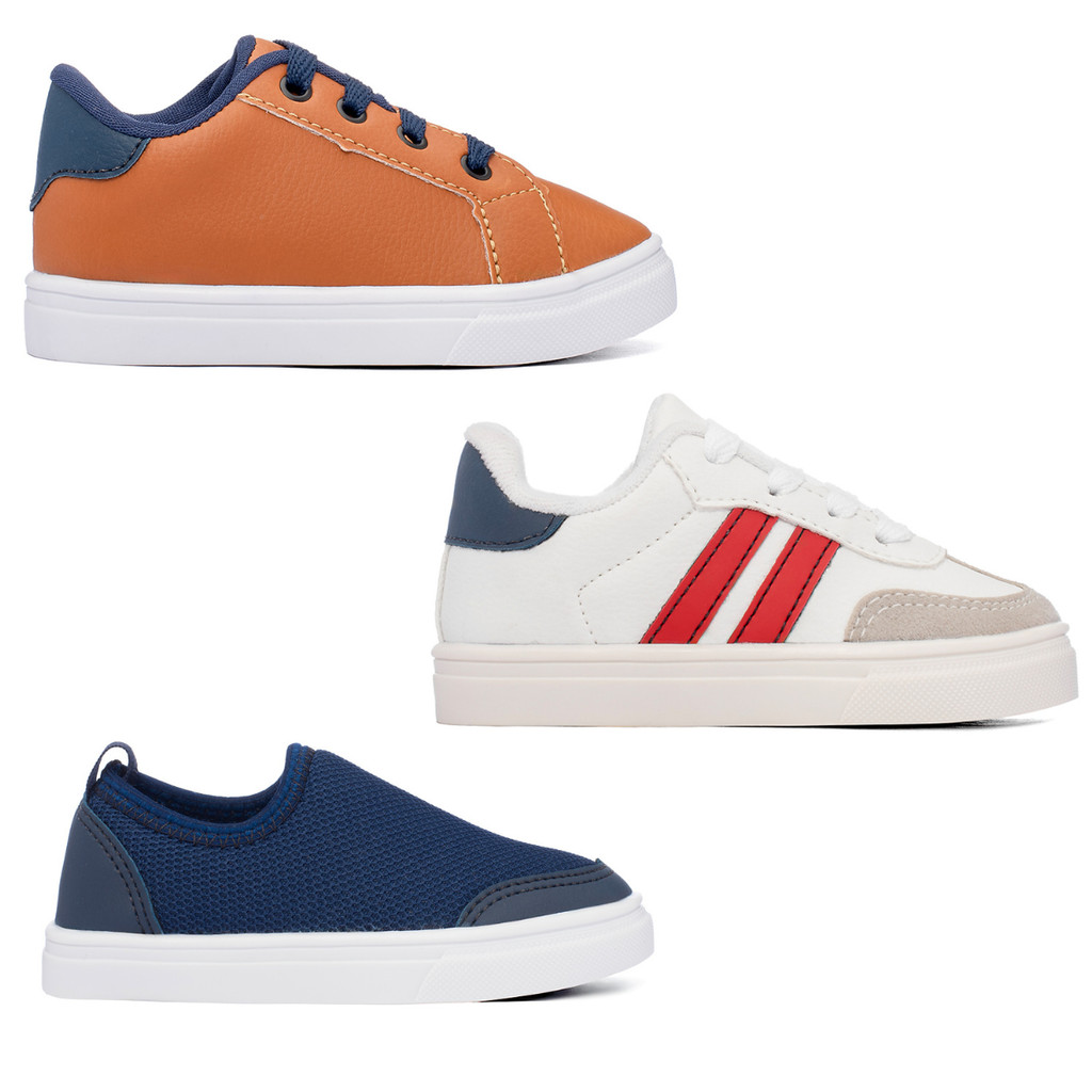 Combo Infantil Casual Moderno Menino 3 Pares My Funfy Kids 500A em Oferta na Shopee