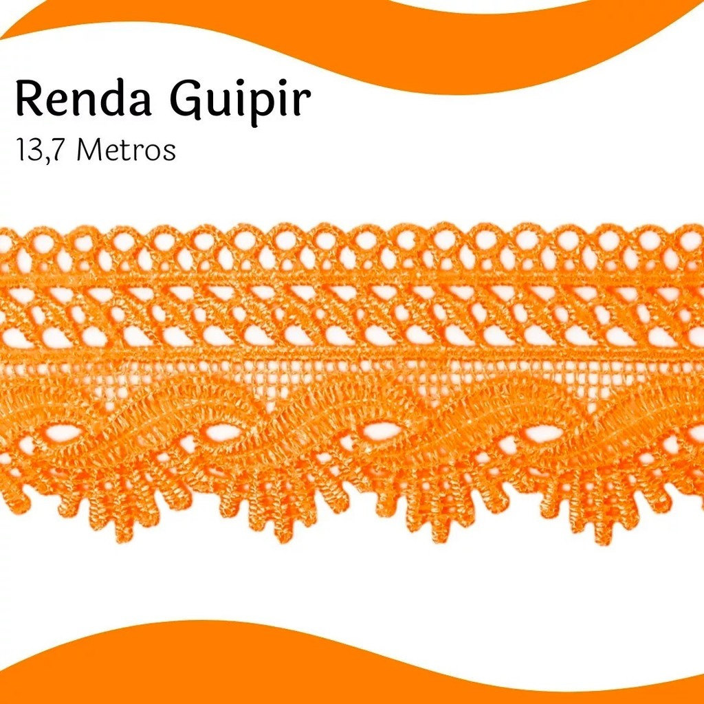 Renda Guipir CHL-589 - 5.0 Cm -  Rolo C/13.7 Metros Cor:Laranja