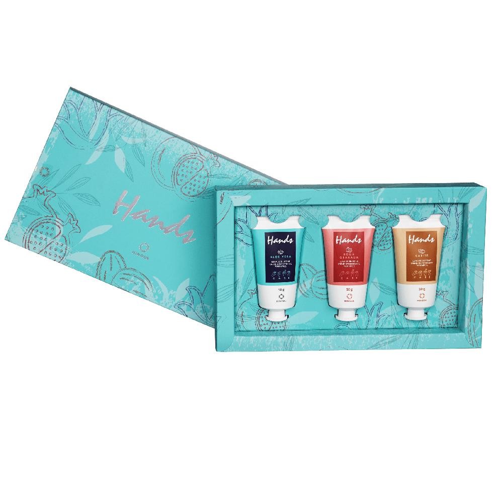 Kit Miniaturas Luva de Silicone Hands Hinode 3 Cremes para Mãos 50g + Caixa Presenteável A...