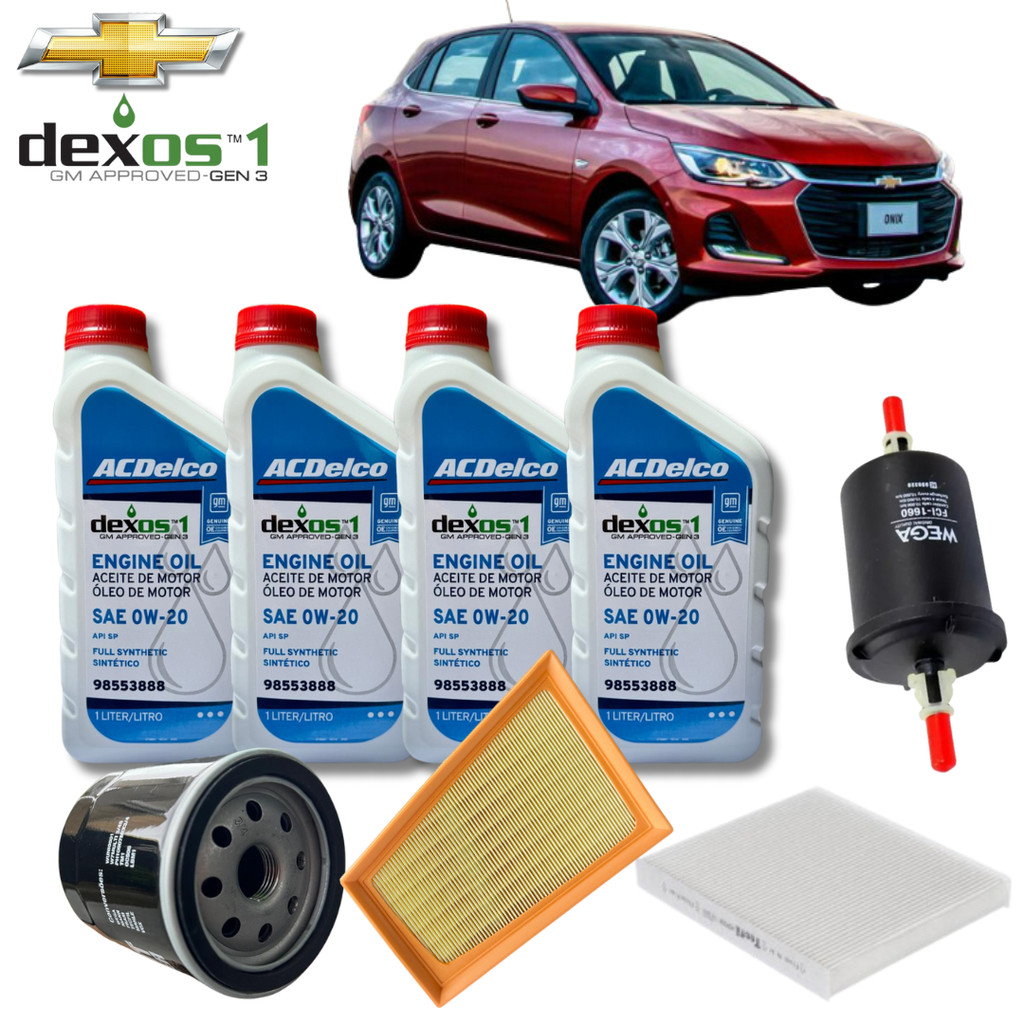 KIT REVISÃO ÓLEO 0W20 GM ONIX ASPIRADO + FILTROS (2020 > 2024)