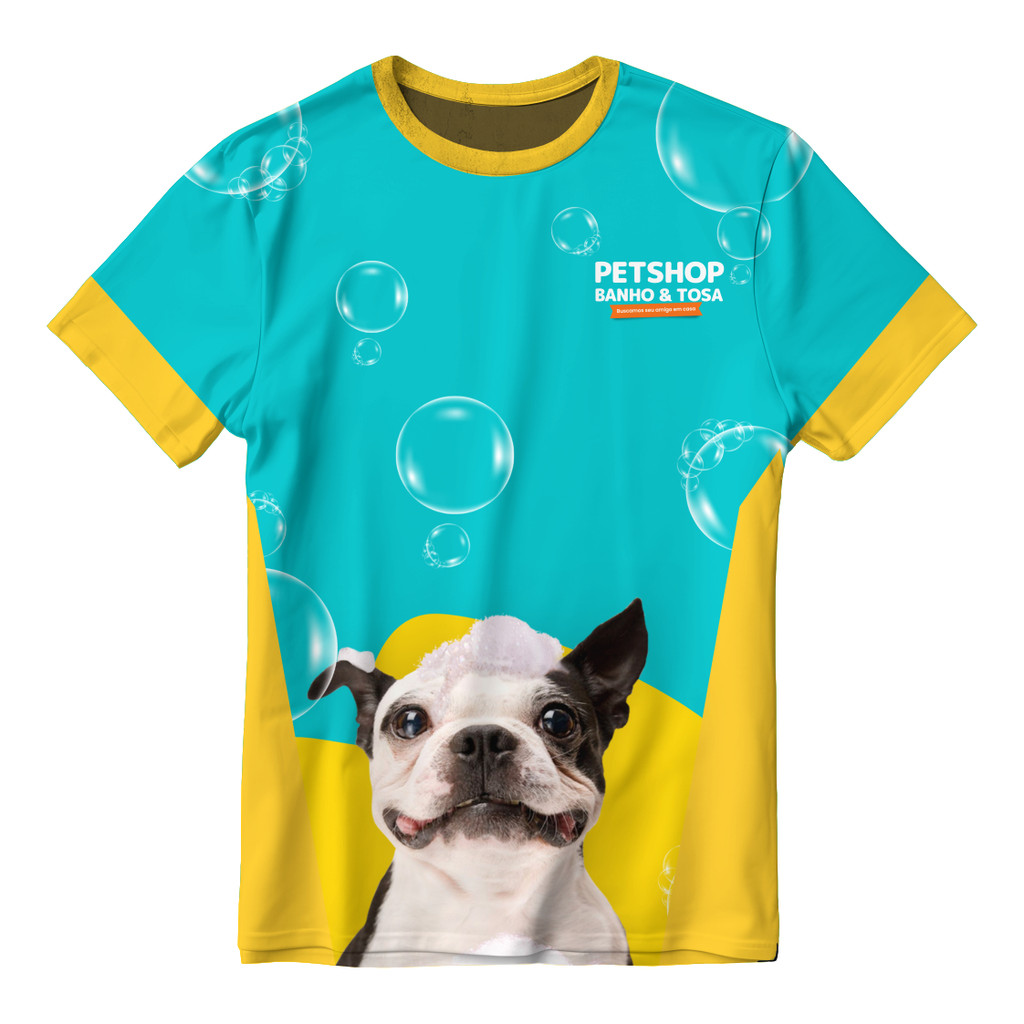 Uniforme Camiseta Pet Shop Banho & Tosa Pronta Entrega Top