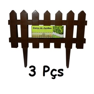 kit 3 Cerca Jardim Plástico Tipo Madeira Marrom 1,21 mts em Oferta na Shopee