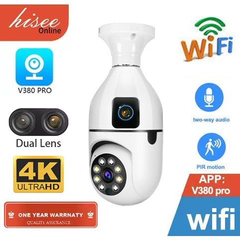Dupla-lentes Câmera Segurança 8MP 4K HD Wifi Lâmpada Visão Noturna 360 Câmera V380 pro YOOSEE em Oferta na Shopee