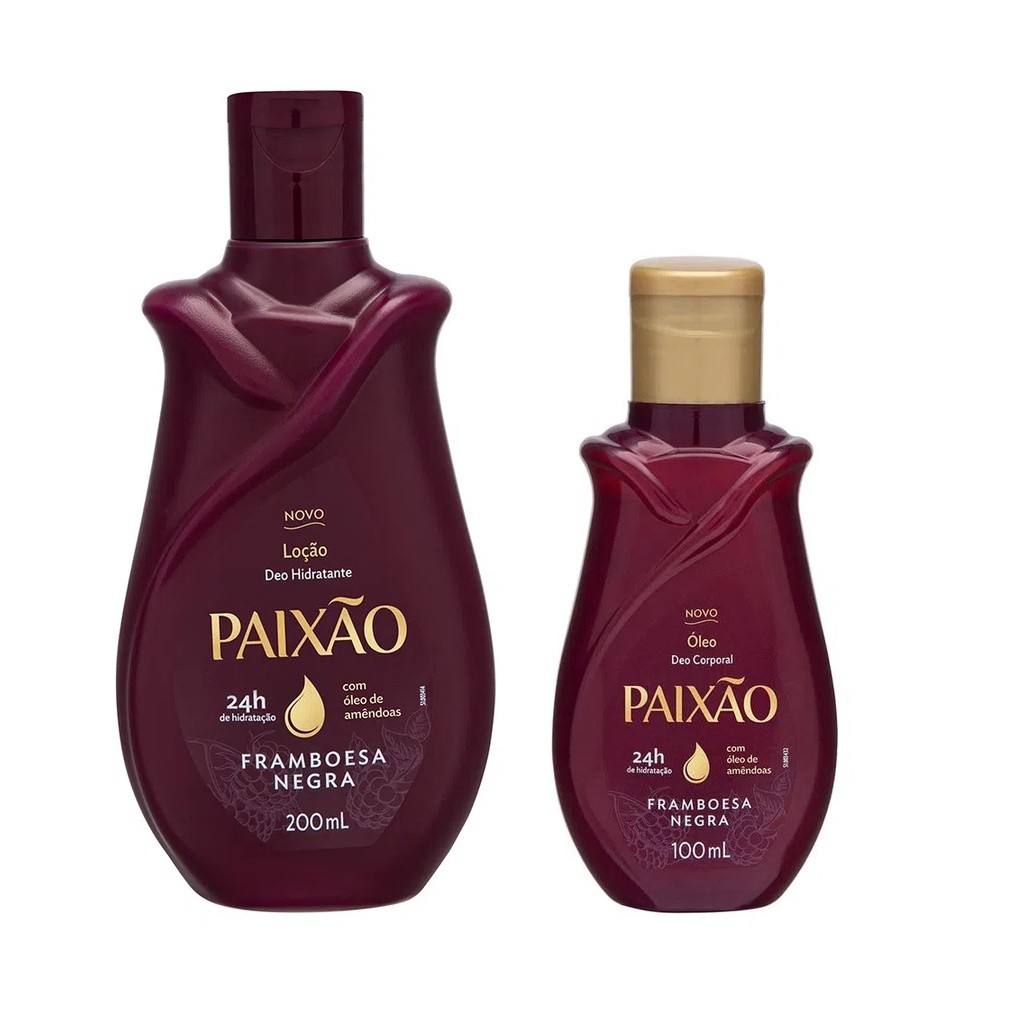 Kit Loção Hidratante Paixão Framboesa Negra 200ml + Óleo Corporal Paixão Framboesa Negra 100ml