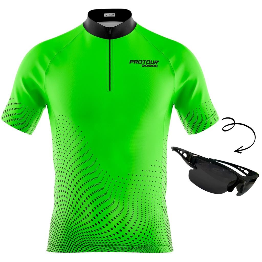 Camisa Ciclismo Camiseta Ciclista Roupa de Ciclismo Masculina Manga Curta Masculina Full Verde + Oculos UV500